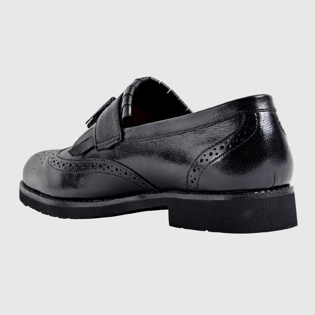 Handmade Genuine Leather Fringe Tasseled Black Casual Brogues - Egleshoes